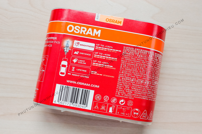 Bóng đèn Halogen OSRAM H4 Dylan, SH, @, Attila tăng sáng 130%